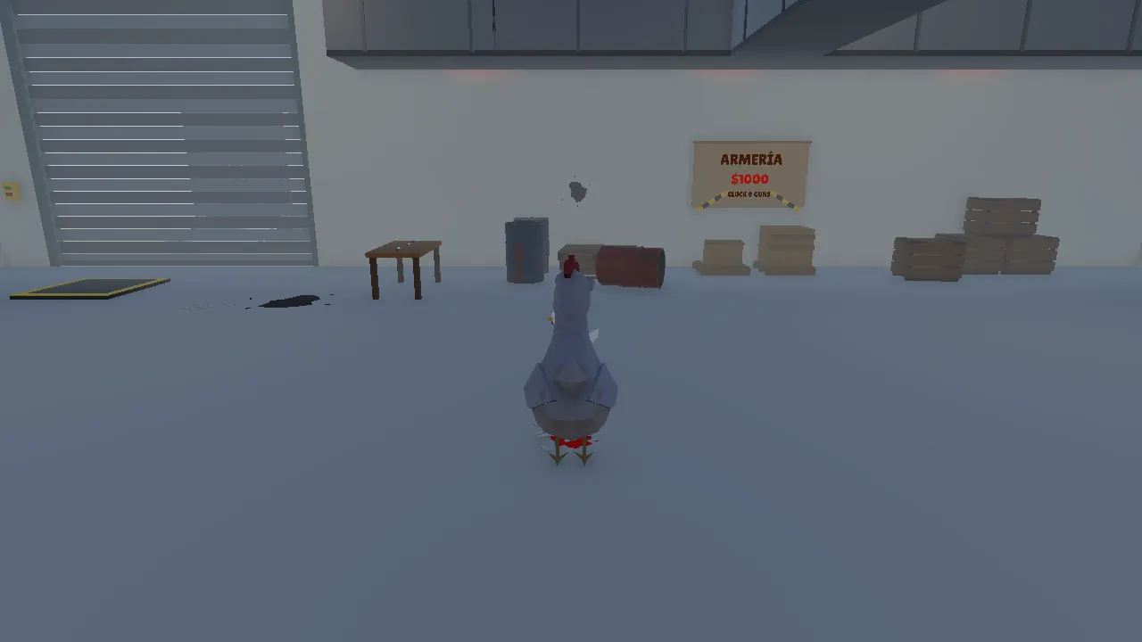 Una gallina tanque gris, grandota y con casco