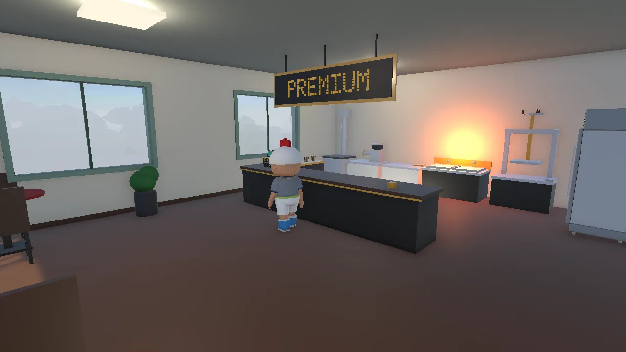 Un cliente esperando frente al mostrador premium
